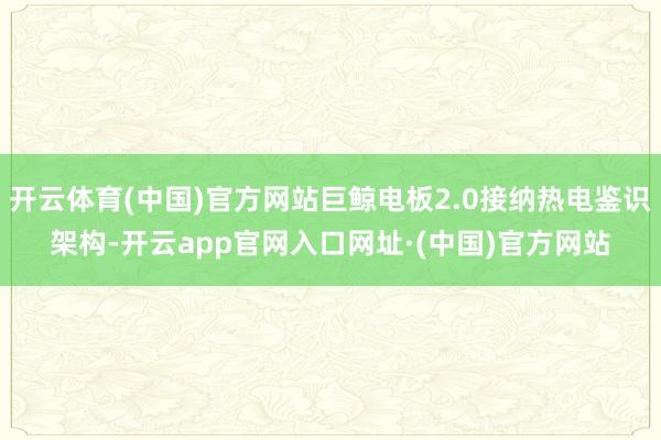开云体育(中国)官方网站巨鲸电板2.0接纳热电鉴识架构-开云app官网入口网址·(中国)官方网站